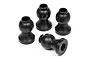 Four black metal suspension fixing balls for HPI RC vehicles arranged on a white background.