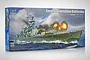 Trumpeter 1/700 scale German Gneisenau battleship plastic model kit box showing an illustration of the ship firing its guns at sea.