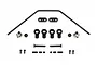 HPI Racing front sway bar stabilizer set for RC cars, including a metal sway bar, plastic ball ends, mounting blocks, and various screws.