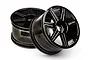 Two black chrome 7-spoke RC truggy wheels from HPI Racing, shown from a front-angled perspective against a white background.