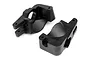 Two black plastic RC front hub carriers for HPI Trophy Truggy, shown from an angled perspective on a white background.