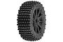 A single Pro-Line Gladiator 3.3 inch RC truggy tyre mounted on a black Mach 10 wheel against a white background.