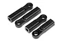 Four black plastic ball end links for HPI Trophy Truggy arranged on a white background.