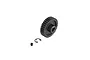 ARRMA 37T 1Mod Safe-D8 pinion gear with a small grub screw and a C-clip on a white background.