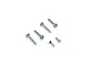 A set of six assorted metal screws for the E-Flite Beechcraft D18 RC airplane, shown against a white background.