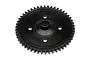 A black 50-tooth 1Mod spur gear for an HPI Trophy Truggy, shown from a top-down angle against a white background.
