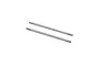 Two stainless steel threaded rods for RC suspension linkages on a white background.