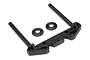 HPI Racing Trophy Truggy body mount set featuring a black plastic mount bar with two vertical posts and two circular washers.