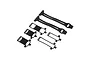 A set of black Losi battery straps and plastic mounting clips for a low center of gravity battery tray.