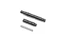 Axial transmission shaft set featuring two black metal shafts and one silver metal pin on a white background.