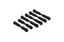 A set of five identical black assembled RC turnbuckles with ball ends, arranged in a diagonal row on a white background.