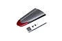 E-Flite right wing panel for an RC plane, featuring a silver and red foam design with included small plastic parts and a decal sheet.