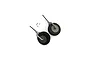 E-Flite main landing gear set featuring two wheels with metal struts and small grub screws on a white background.