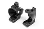 Two black plastic front hub carriers for HPI Bullet RC vehicles, shown from a side angle on a white background.