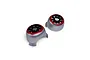 Two silver and red RC plane cowlings with black engine intake details on a white background.