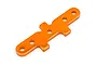 An orange anodized aluminium suspension arm pin brace for HPI Bullet RC cars, shown against a white background.