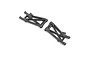 A pair of black molded plastic rear suspension arms for an RC car, marked with L and R indicators.
