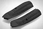 Two black, textured rubberized back grip panels for a Spektrum iX14 radio transmitter, shown from an angled perspective.
