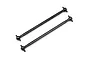 Two black metal dogbone drive shafts for HPI RC vehicles, shown against a plain white background.
