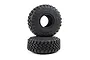 Two black rubber RC crawler tyres stacked on top of each other against a white background.