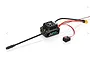 Hobbywing EzRun Max10 G2 80A brushless ESC with cooling fan, wiring, and power switch on a white background.