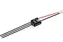 Hobbywing EzRun Mini28 brushless ESC for 1/28 scale RC cars, featuring black casing, three motor wires, and power leads with a white connector.