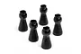 Five black metal ball studs for HPI Bullet RC vehicles arranged on a white background.