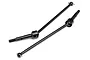 Two black HPI Racing universal CVD drive shafts for RC vehicles, shown against a plain white background.