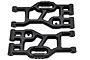A pair of black RPM RC front suspension arms shown from a top-down perspective against a white background.