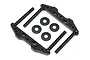 HPI Bullet MT/ST body mount set including two black plastic body mount brackets, two vertical posts, and four circular washers on a white background.