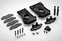 Rovan centre differential bracket kit including plastic mounts, metal pins, screws, and springs on a white background.