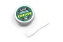 A small round metal tin of Yeah Racing shock O-ring grease with a white plastic spatula, isolated on a white background.
