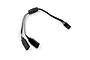 A black Y-harness servo extension cable with one male and two female JR/Futaba style connectors against a white background.