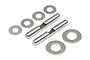 HPI Racing differential shaft and washer set featuring two metal shafts with center notches and four flat metal washers on a white background.