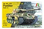 Italeri 1/35 scale Sd. Kfz. 171 Panther Ausf A plastic model kit box art showing a camouflaged German tank in a forest setting.