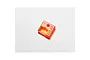 An orange translucent plastic EasyLap transponder case on a white background.