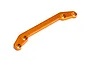 An orange anodized aluminum steering holder plate for HPI Trophy RC vehicles, featuring four countersunk screw holes.