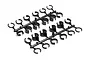 Two plastic trees containing various sizes of black C-clip shock spacers for RC car suspension.