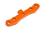 An orange anodized aluminium front suspension arm pin brace for HPI Trophy RC cars, shown against a white background.