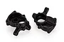 Two black plastic RGT steering hub carriers (C-hubs) for RC vehicles, shown from different angles on a white background.