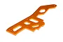 An orange anodized aluminum rear chassis brace for an HPI Trophy Truggy RC car, shown on a white background.