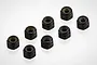 A set of eight black RGT 2.5mm aluminium nyloc nuts arranged on a white background.