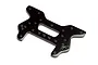 A black anodized aluminium shock tower for an HPI Trophy Truggy, featuring multiple mounting holes and a central cutout, shown against a white background.