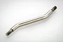 A silver-coloured metal Panhard bar linkage for an RC vehicle, featuring a bent rod design with threaded ends on a white background.