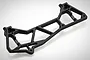 A black plastic RGT rear body plate spare part for an RC car, shown from an angled perspective against a white background.