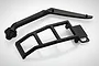 Black plastic RC scale body accessories including a snorkel and a roof rack or window guard piece on a white background.