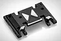 A black anodized aluminium chassis mount for RGT RC vehicles, featuring silver machined accents and multiple mounting holes.