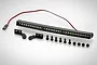 RGT 145mm LED light bar with black plastic mounting brackets, screws, and nuts on a white background.