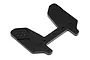 A black anodized aluminium front shock tower for an HPI Trophy RC buggy, featuring multiple mounting holes and a flat, machined design.