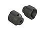 Two black ARRMA differential outdrive cups shown from an angled perspective against a white background.
